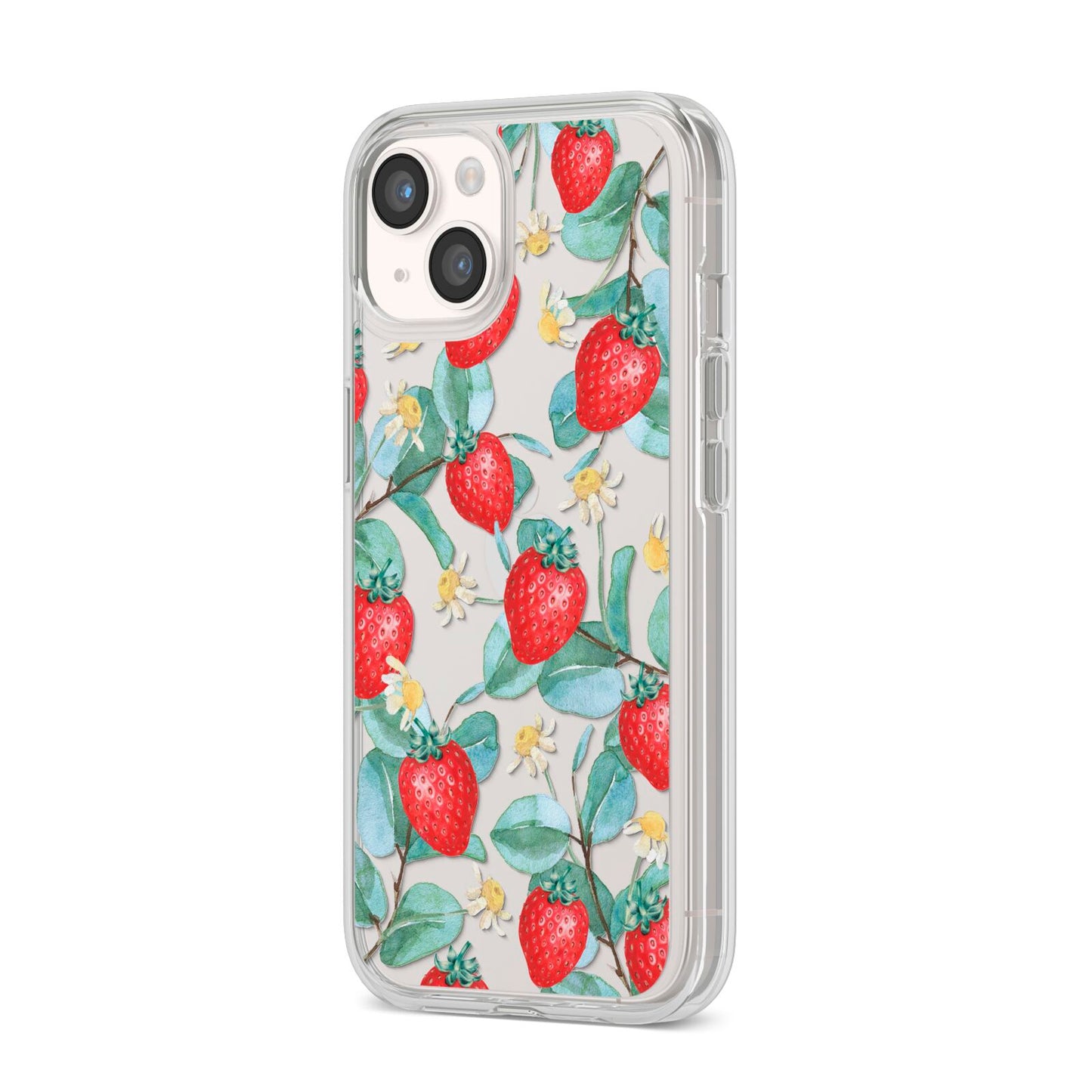 Strawberry Plant iPhone 14 Clear Tough Case Starlight Angled Image