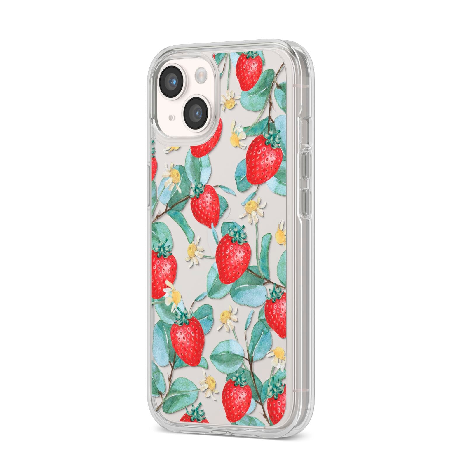 Strawberry Plant iPhone 14 Clear Tough Case Starlight Angled Image