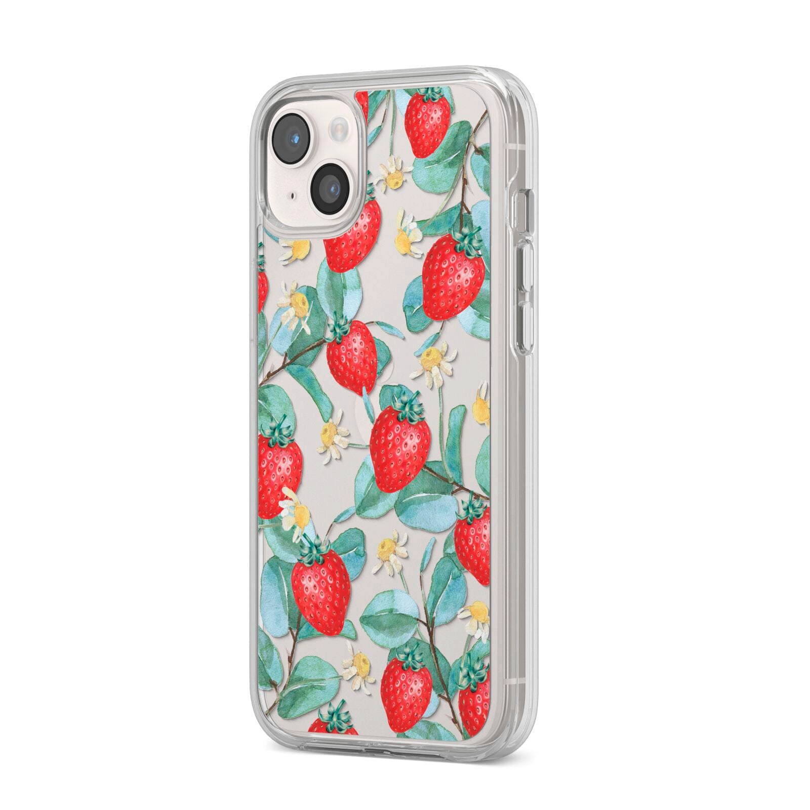 Strawberry Plant iPhone 14 Plus Clear Tough Case Starlight Angled Image