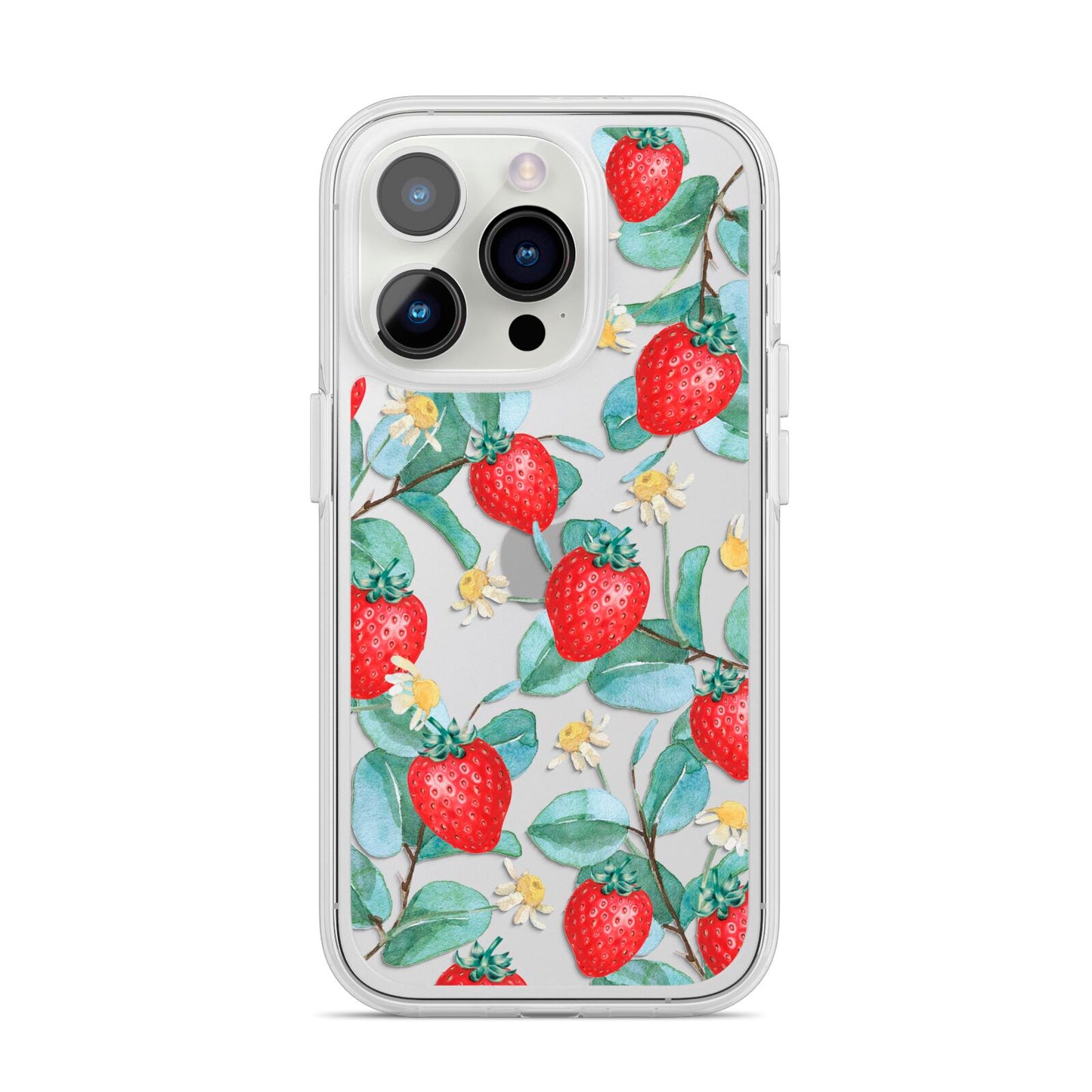 Strawberry Plant iPhone 14 Pro Clear Tough Case Silver