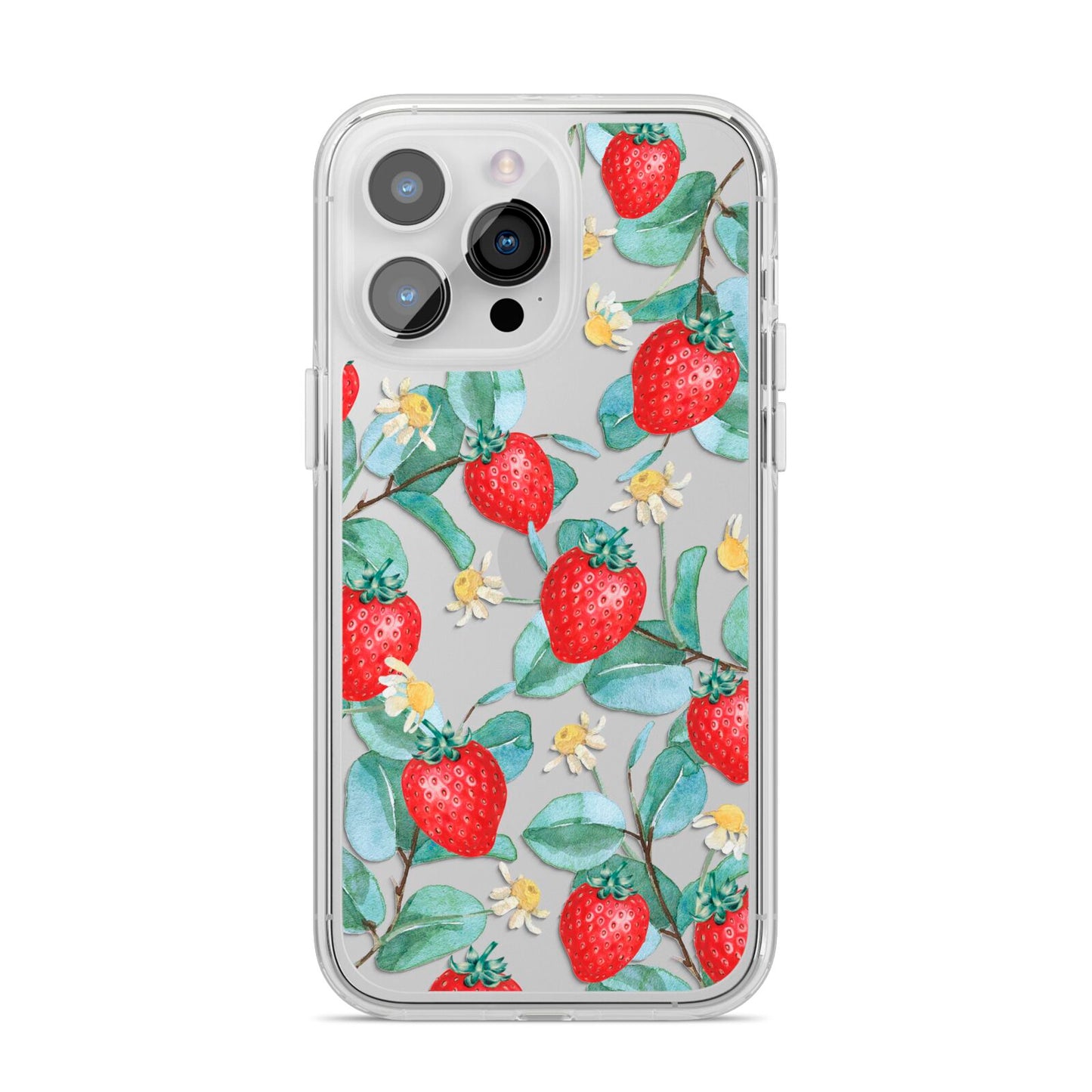 Strawberry Plant iPhone 14 Pro Max Clear Tough Case Silver