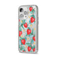 Strawberry Plant iPhone 14 Pro Max Glitter Tough Case Silver Angled Image