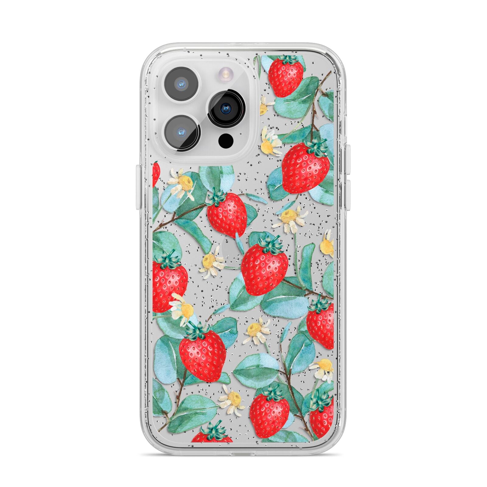 Strawberry Plant iPhone 14 Pro Max Glitter Tough Case Silver