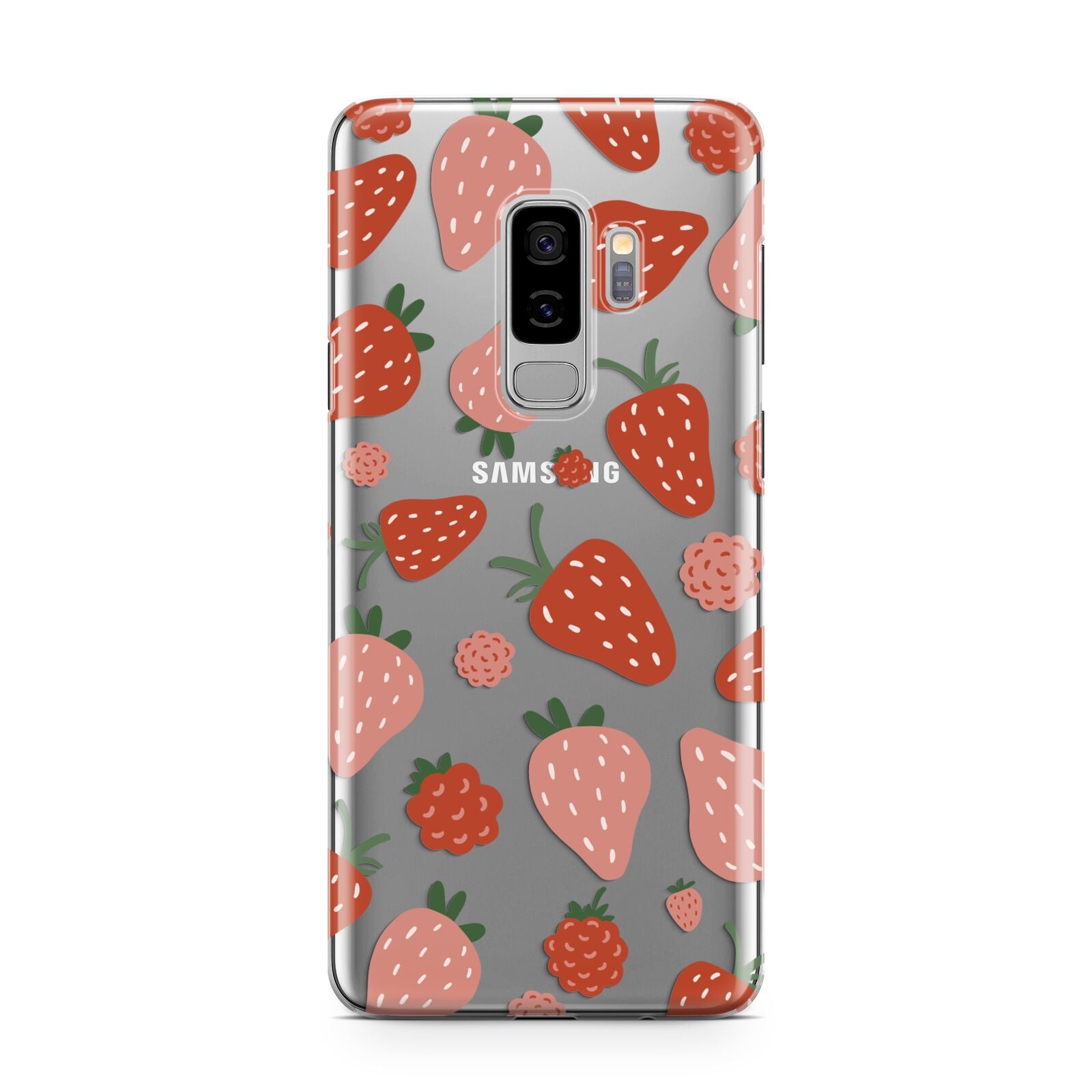 Strawberry Samsung Galaxy S9 Plus Case on Silver phone