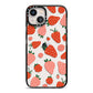 Strawberry iPhone 13 Black Impact Case on Silver phone
