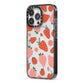 Strawberry iPhone 13 Pro Black Impact Case Side Angle on Silver phone