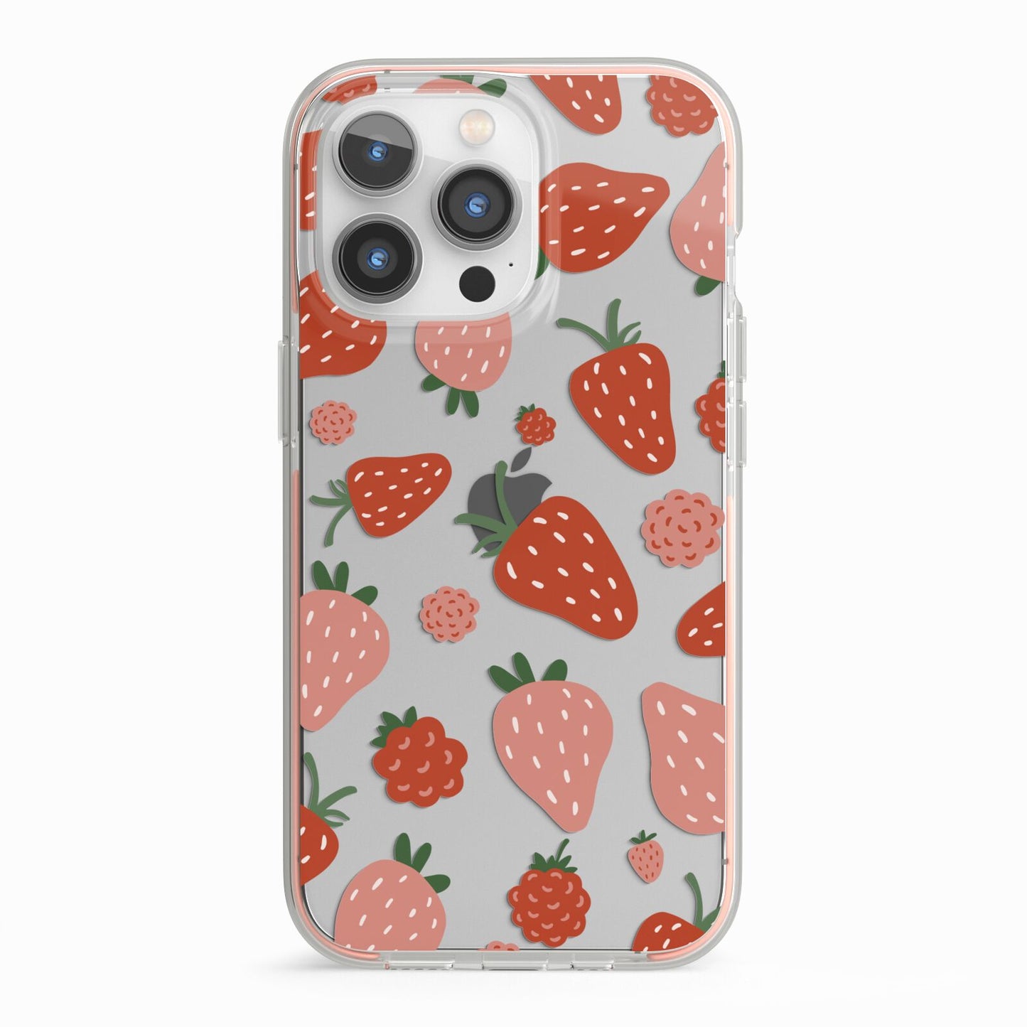 Strawberry iPhone 13 Pro TPU Impact Case with Pink Edges