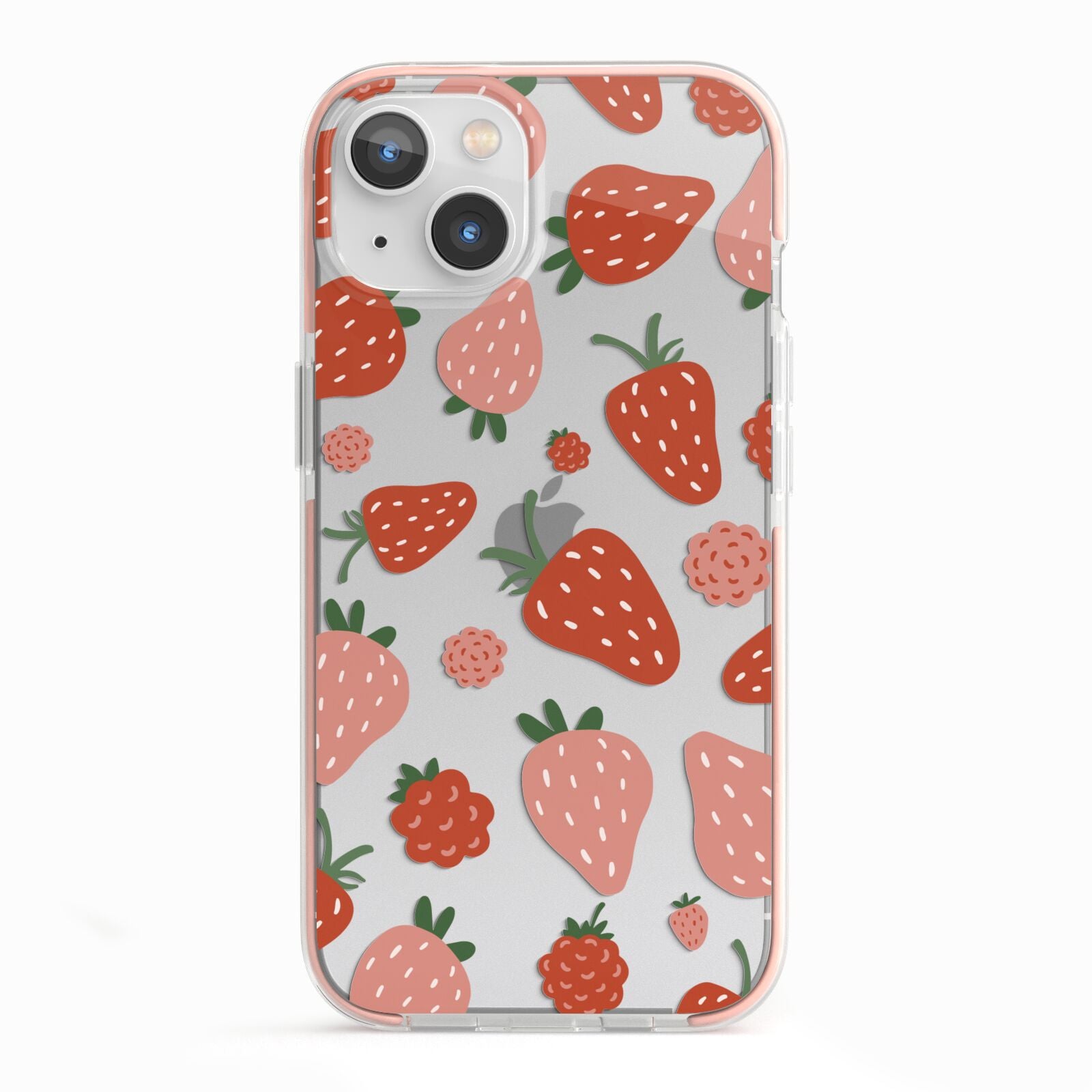 Strawberry iPhone 13 TPU Impact Case with Pink Edges