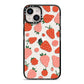 Strawberry iPhone 14 Black Impact Case on Silver phone