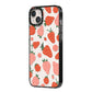 Strawberry iPhone 14 Plus Black Impact Case Side Angle on Silver phone
