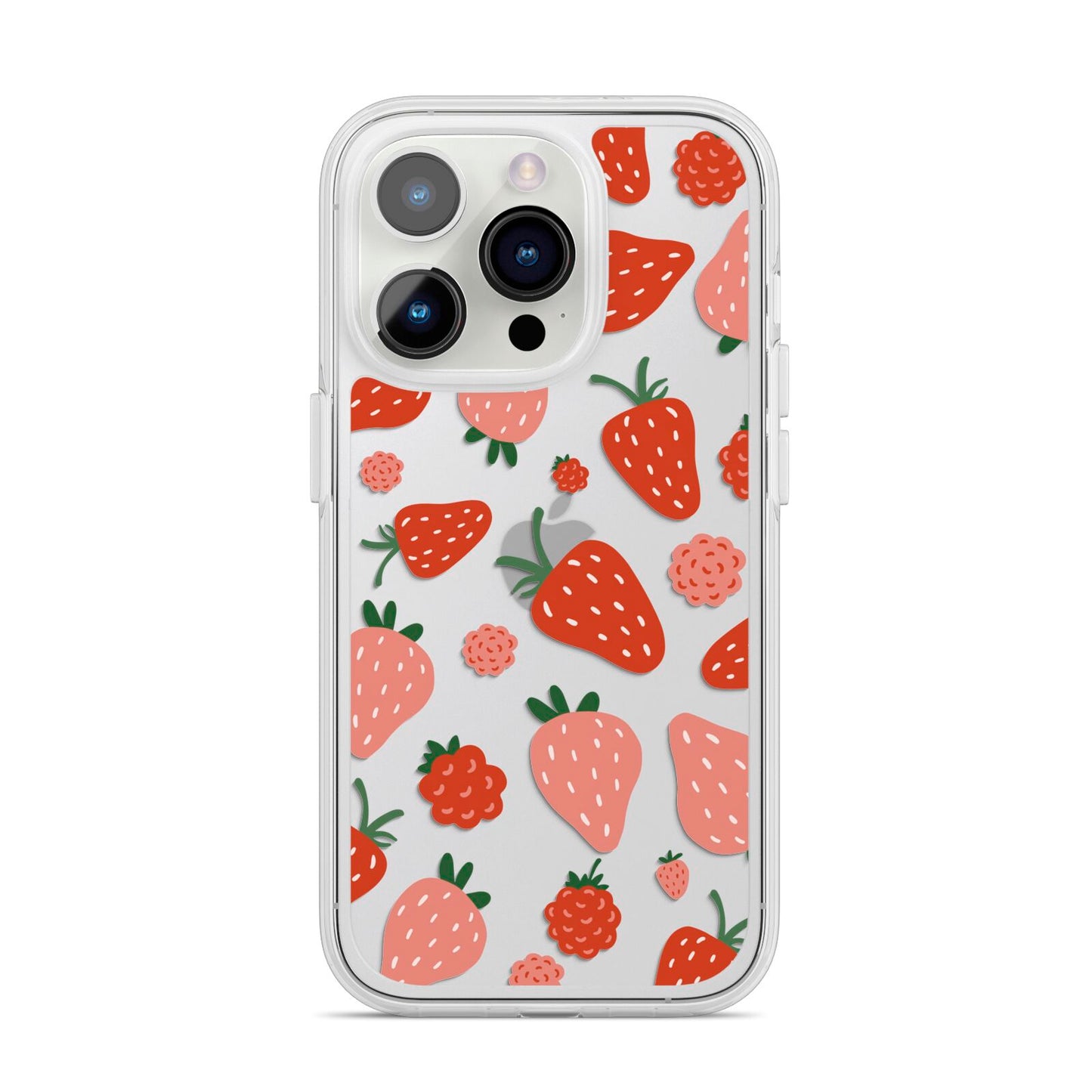 Strawberry iPhone 14 Pro Clear Tough Case Silver