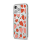 Strawberry iPhone 14 Pro Max Clear Tough Case Silver Angled Image
