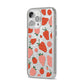 Strawberry iPhone 14 Pro Max Glitter Tough Case Silver Angled Image