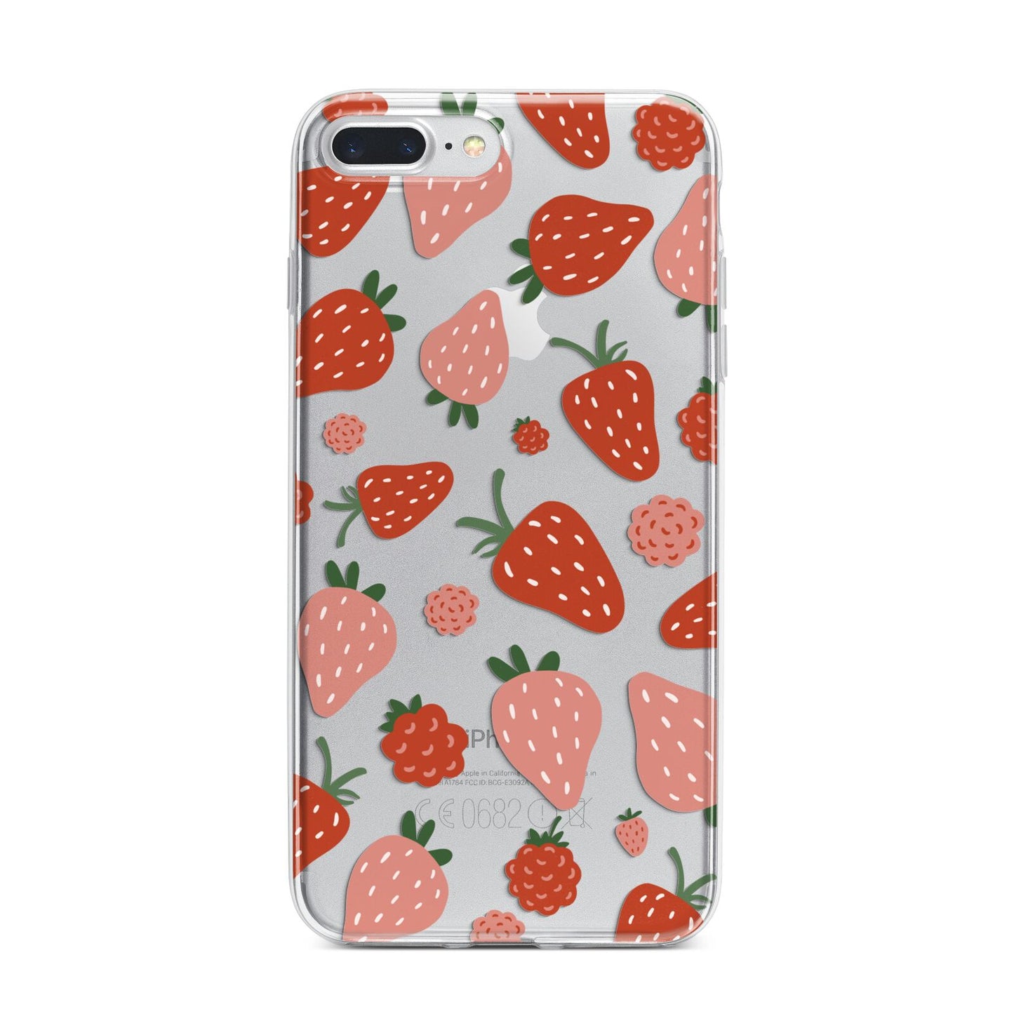 Strawberry iPhone 7 Plus Bumper Case on Silver iPhone