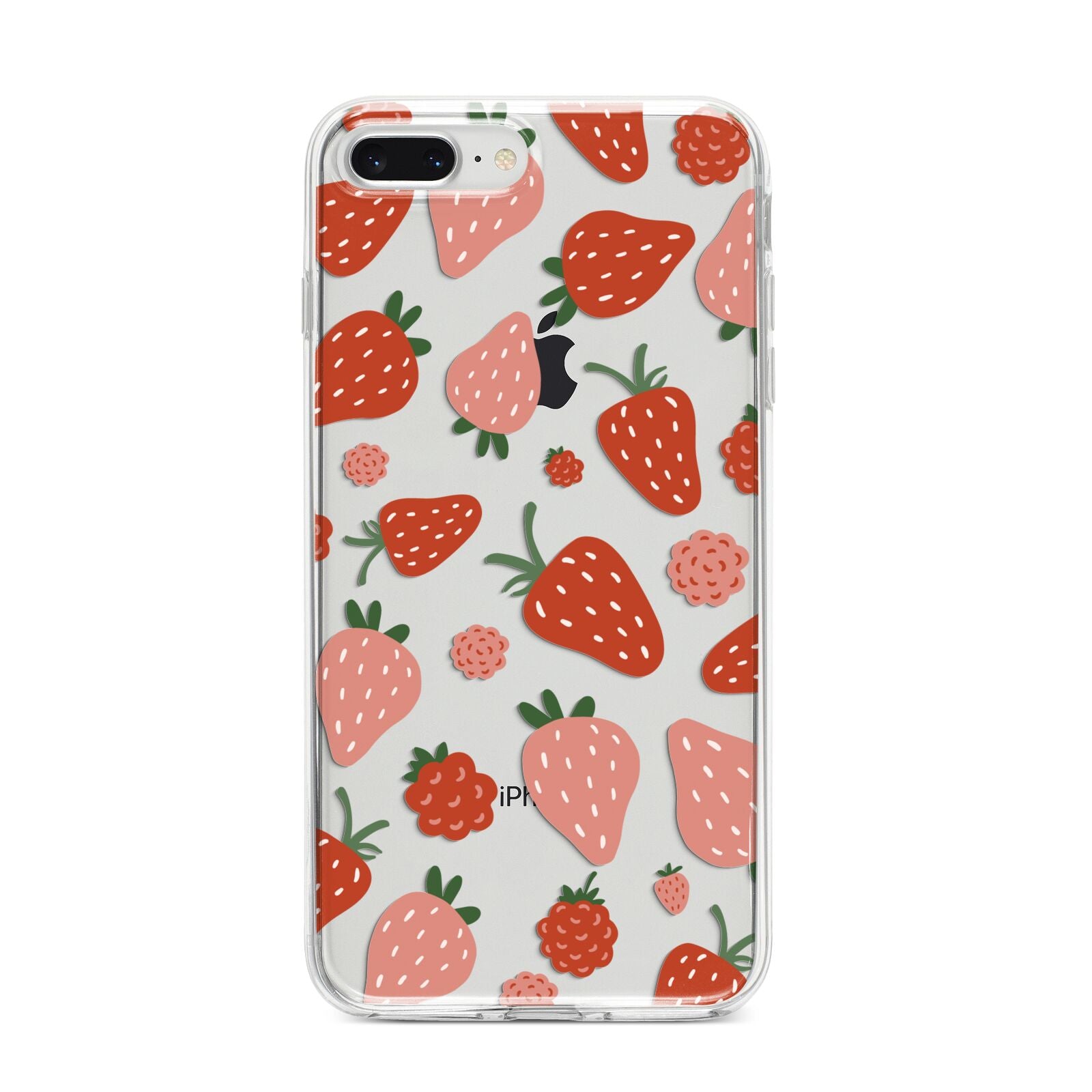 Strawberry iPhone 8 Plus Bumper Case on Silver iPhone