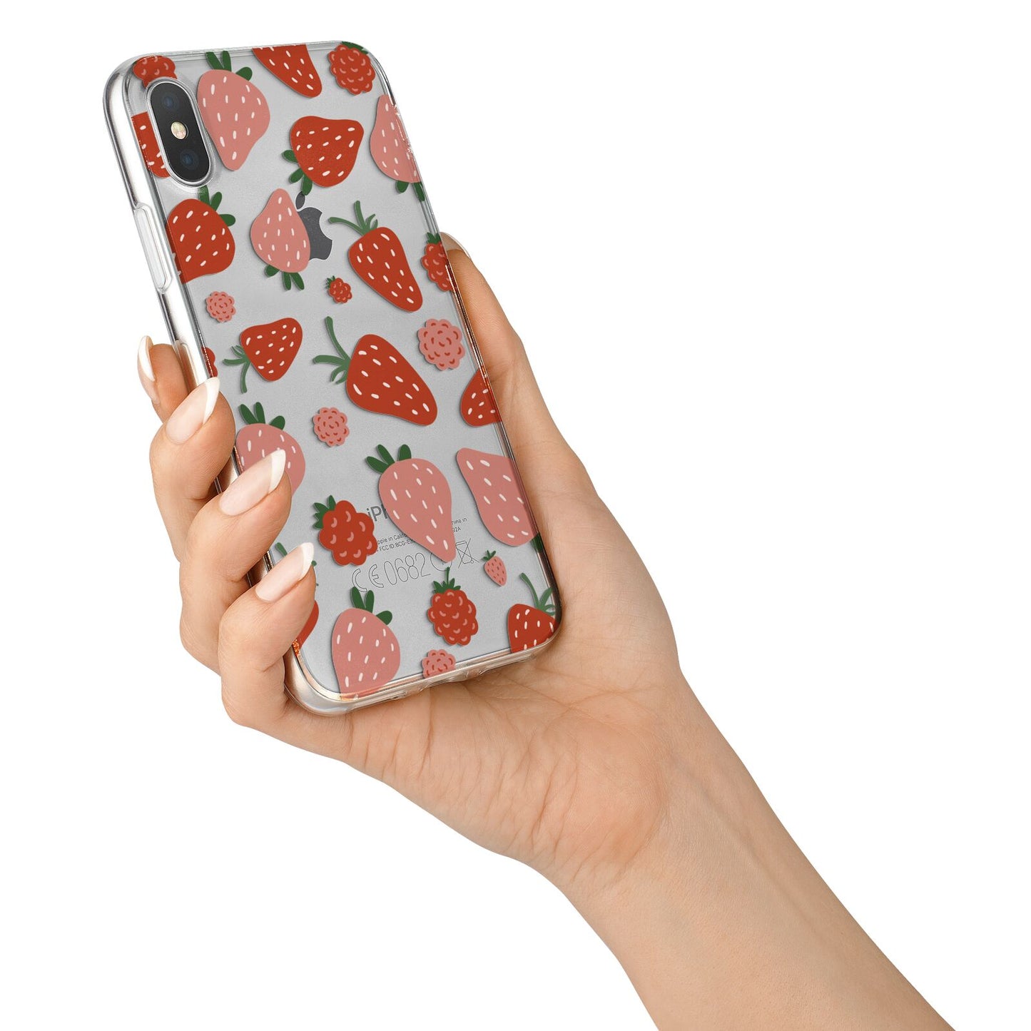 Strawberry iPhone X Bumper Case on Silver iPhone Alternative Image 2