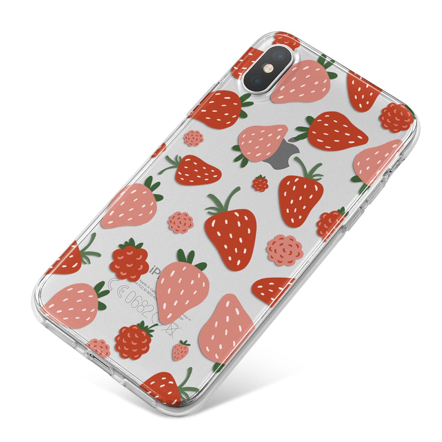 Strawberry iPhone X Bumper Case on Silver iPhone