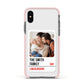 Street Sign Family Photo Upload Apple iPhone Xs Impact Case Pink Edge on Black Phone
