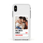 Street Sign Family Photo Upload Apple iPhone Xs Impact Case White Edge on Silver Phone
