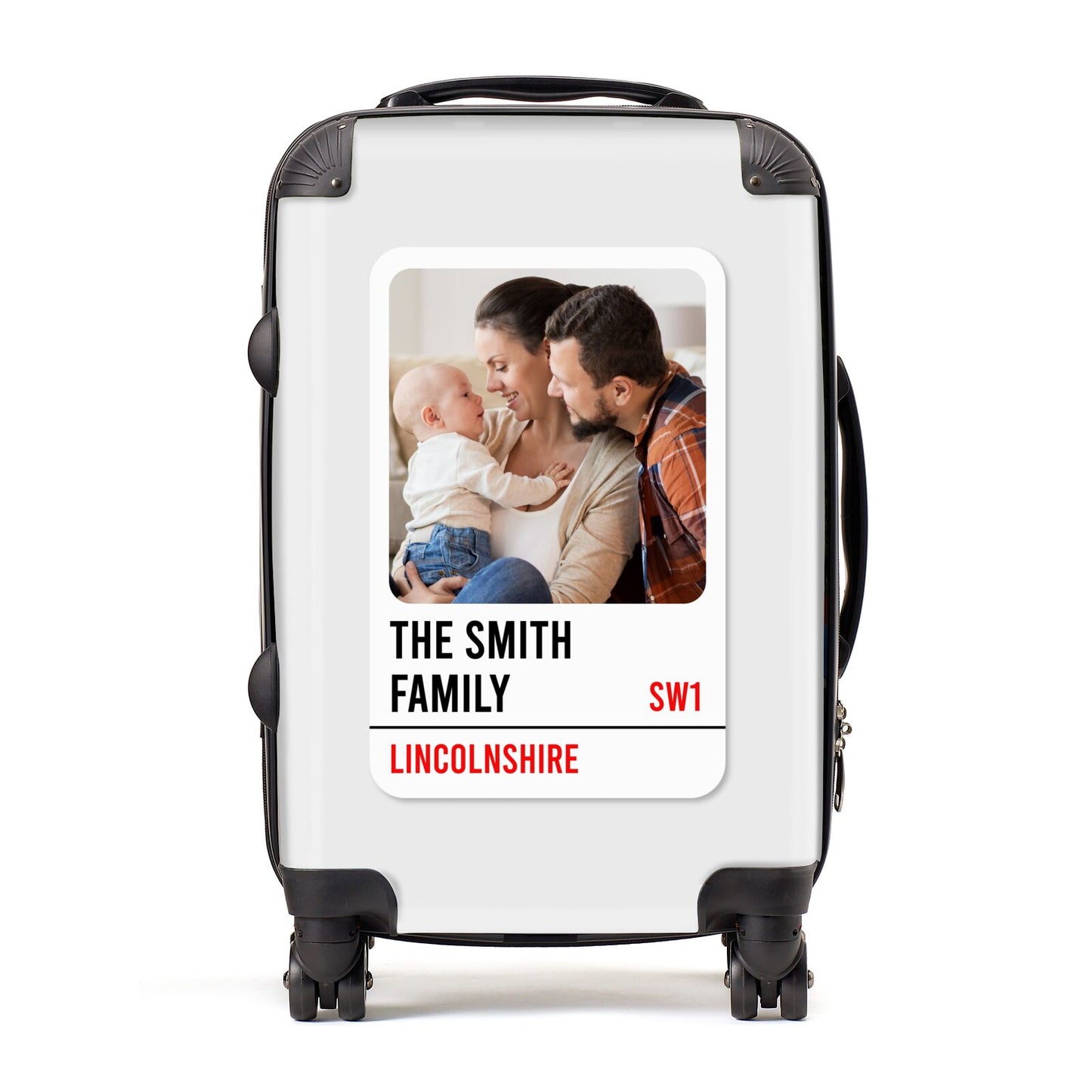 Street Sign Family Photo Upload Suitcase