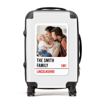 Street Sign Family Photo Upload Suitcase