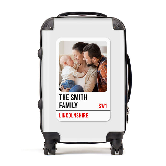 Street Sign Family Photo Upload Suitcase