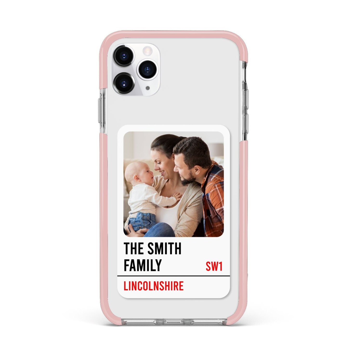 Street Sign Family Photo Upload iPhone 11 Pro Max Impact Pink Edge Case