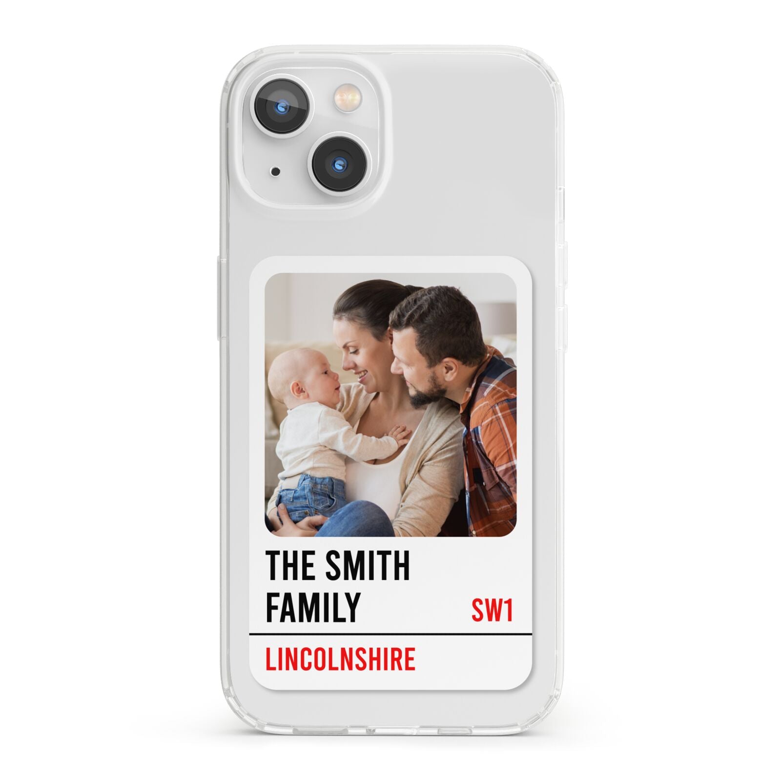 Street Sign Family Photo Upload iPhone 13 Clear Bumper Case
