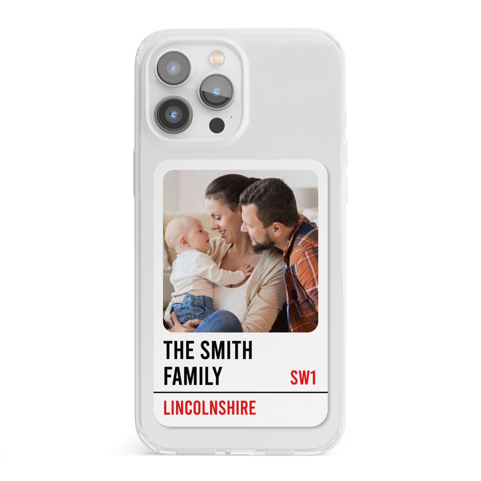 Street Sign Family Photo Upload iPhone 13 Pro Max Clear Bumper Case