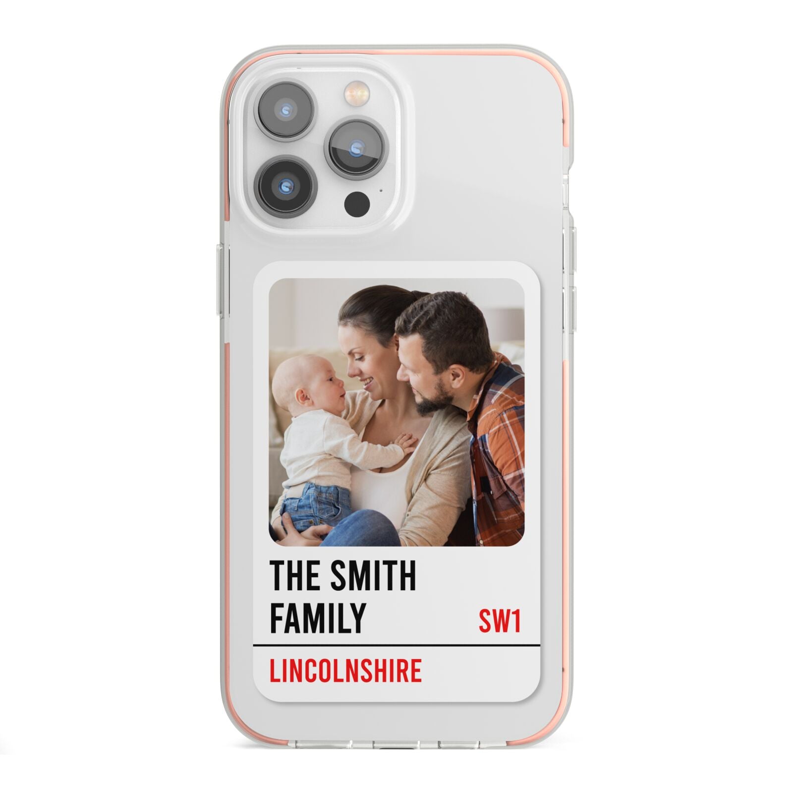 Street Sign Family Photo Upload iPhone 13 Pro Max TPU Impact Case with Pink Edges