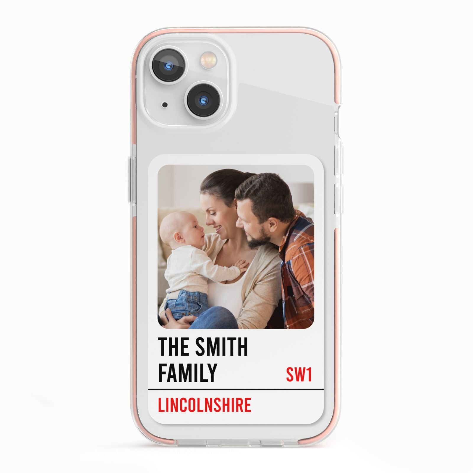 Street Sign Family Photo Upload iPhone 13 TPU Impact Case with Pink Edges