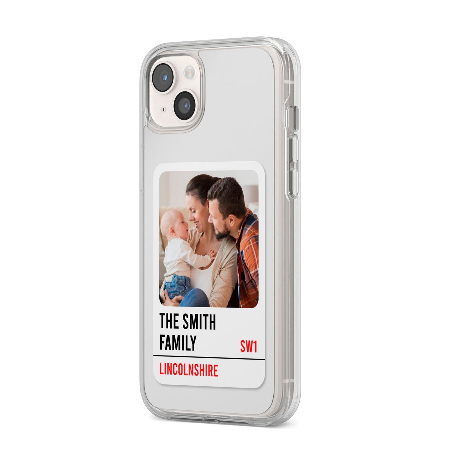Street Sign Family Photo Upload iPhone 14 Plus Clear Tough Case Starlight Angled Image