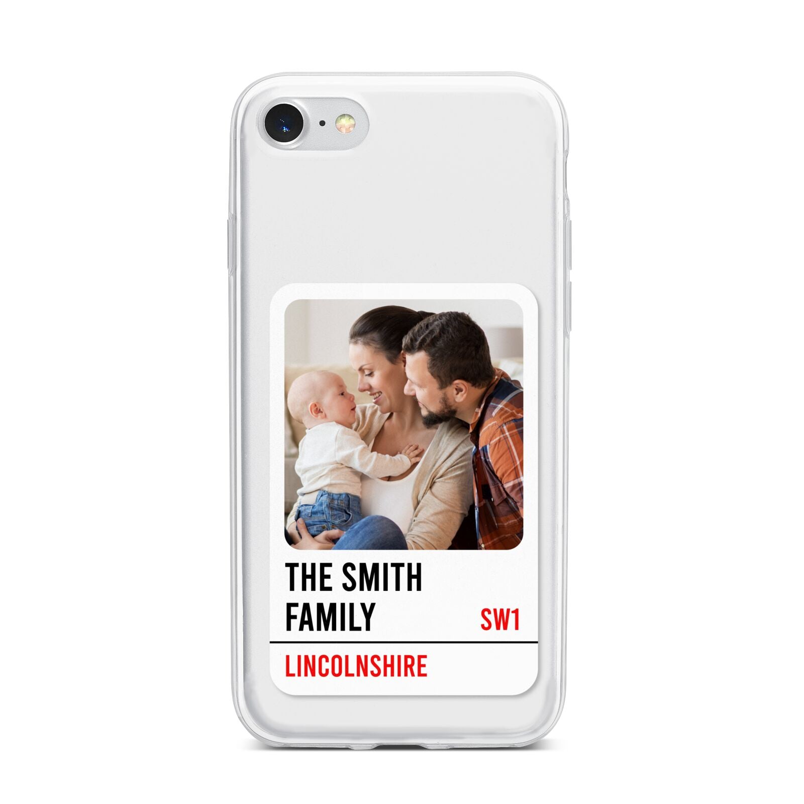 Street Sign Family Photo Upload iPhone 7 Bumper Case on Silver iPhone