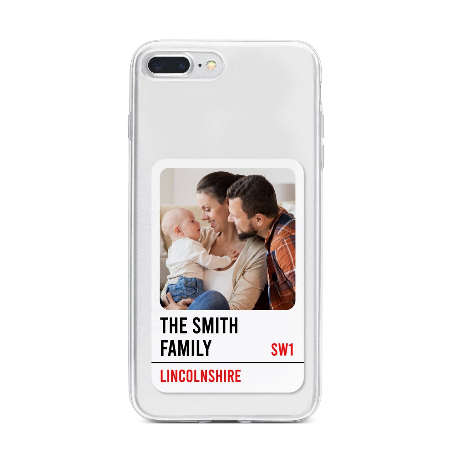 Street Sign Family Photo Upload iPhone 7 Plus Bumper Case on Silver iPhone