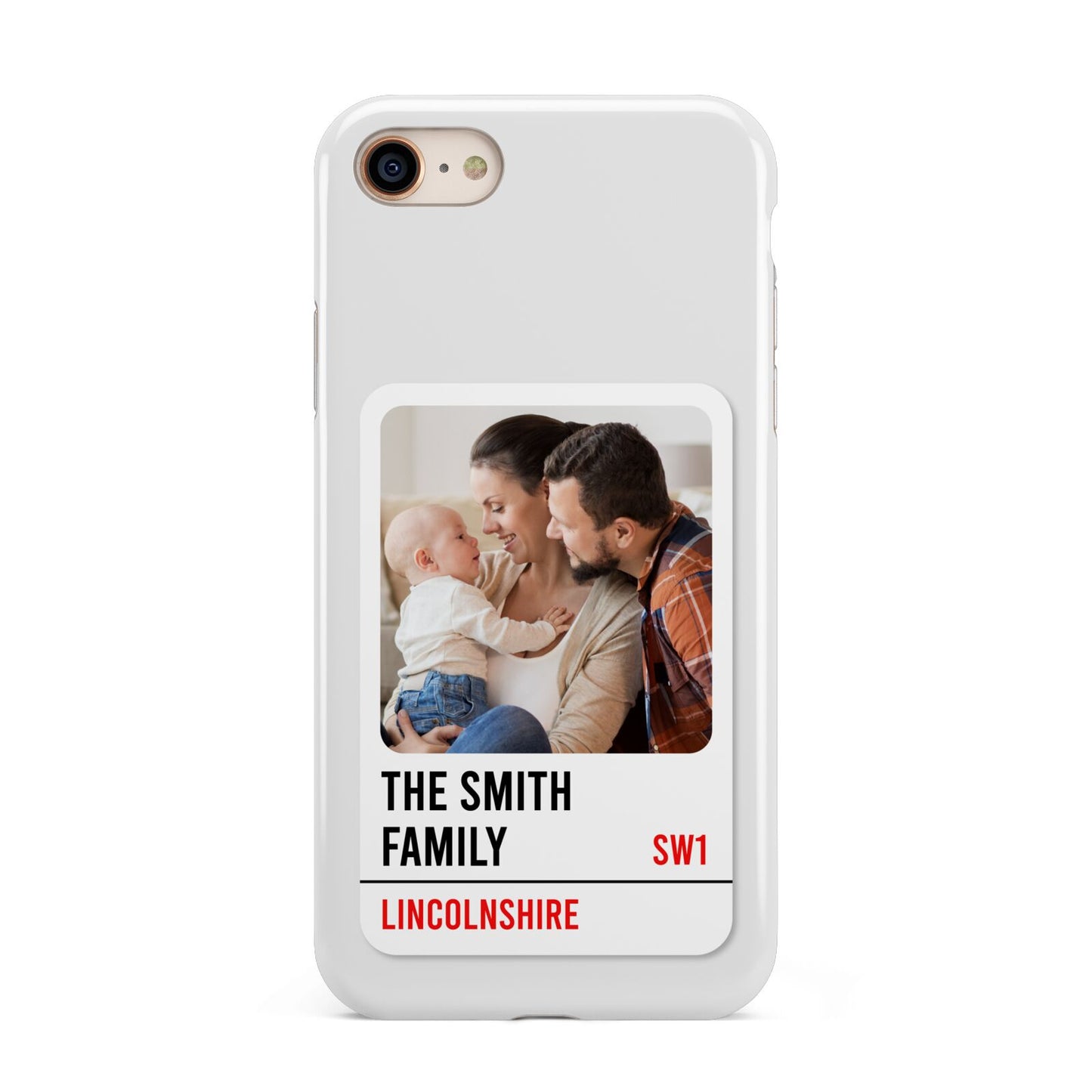 Street Sign Family Photo Upload iPhone 8 3D Tough Case on Gold Phone