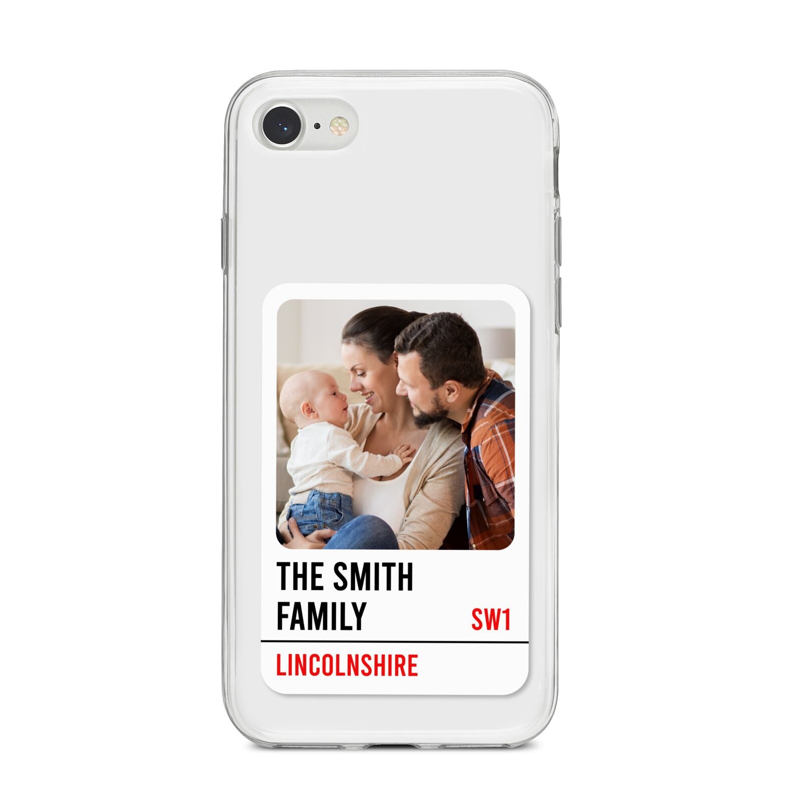 Street Sign Family Photo Upload iPhone 8 Bumper Case on Silver iPhone