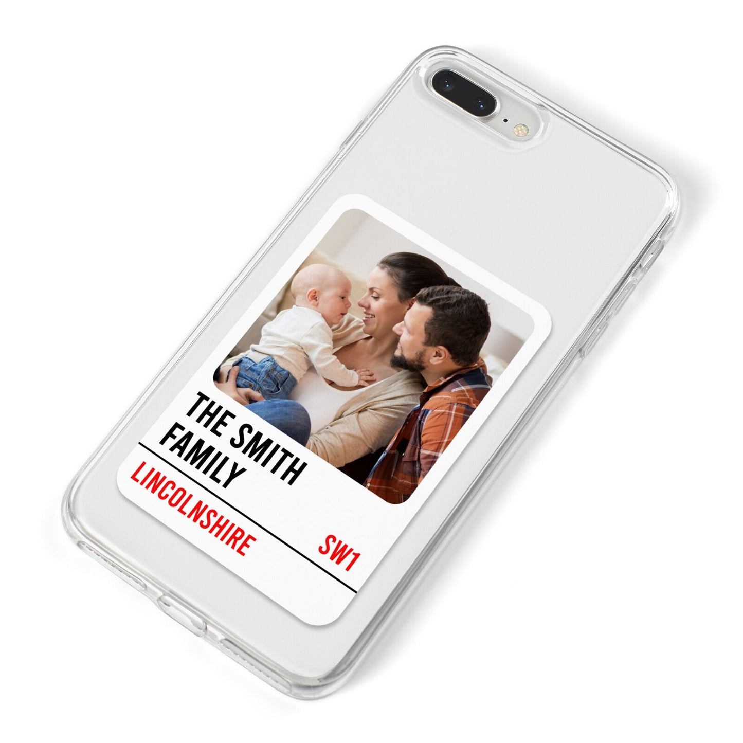 Street Sign Family Photo Upload iPhone 8 Plus Bumper Case on Silver iPhone Alternative Image