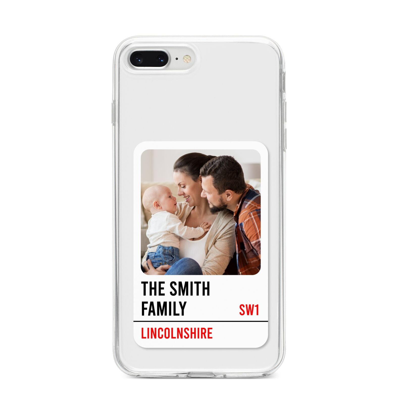 Street Sign Family Photo Upload iPhone 8 Plus Bumper Case on Silver iPhone