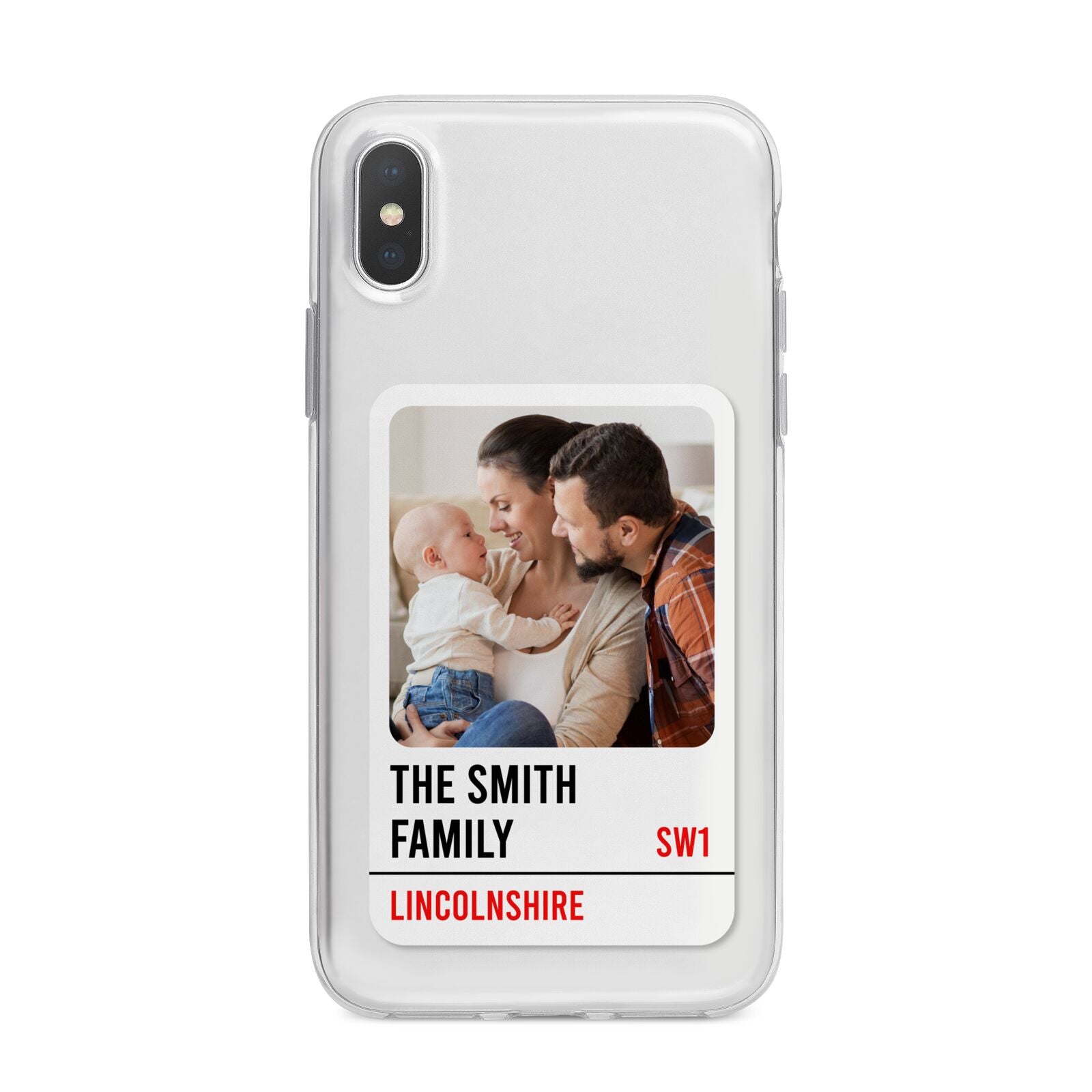 Street Sign Family Photo Upload iPhone X Bumper Case on Silver iPhone Alternative Image 1