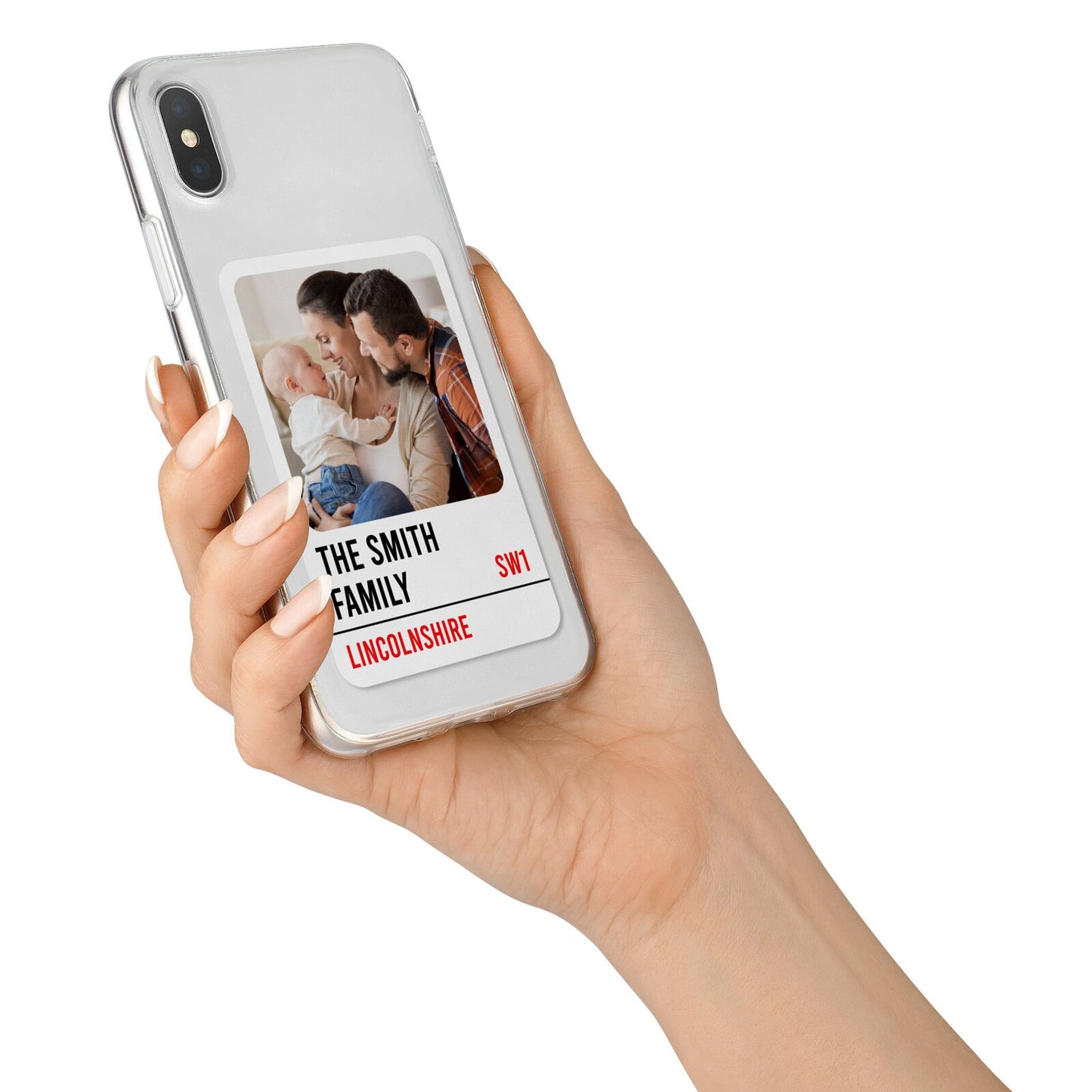 Street Sign Family Photo Upload iPhone X Bumper Case on Silver iPhone Alternative Image 2