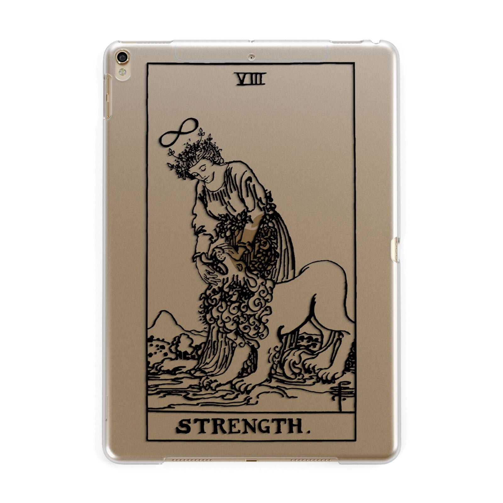 Strength Monochrome Tarot Card Apple iPad Gold Case