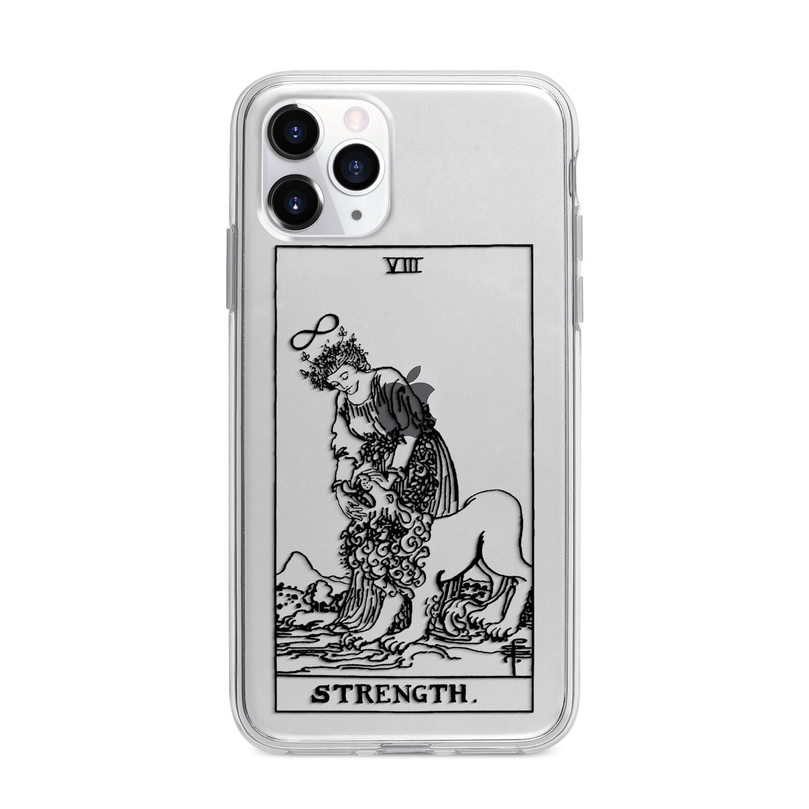 Strength Monochrome Tarot Card Apple iPhone 11 Pro Max in Silver with Bumper Case