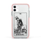 Strength Monochrome Tarot Card Apple iPhone 11 in White with Pink Impact Case
