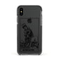 Strength Monochrome Tarot Card Apple iPhone Xs Impact Case Black Edge on Black Phone
