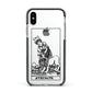 Strength Monochrome Tarot Card Apple iPhone Xs Impact Case Black Edge on Silver Phone