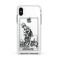 Strength Monochrome Tarot Card Apple iPhone Xs Impact Case White Edge on Silver Phone