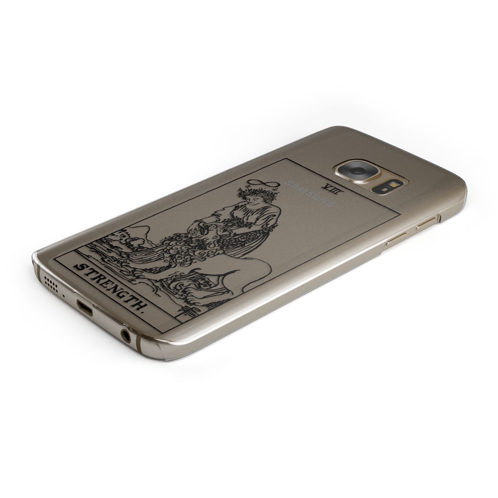 Strength Monochrome Tarot Card Protective Samsung Galaxy Case Angled Image