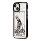 Strength Monochrome Tarot Card iPhone 13 Black Impact Case Side Angle on Silver phone