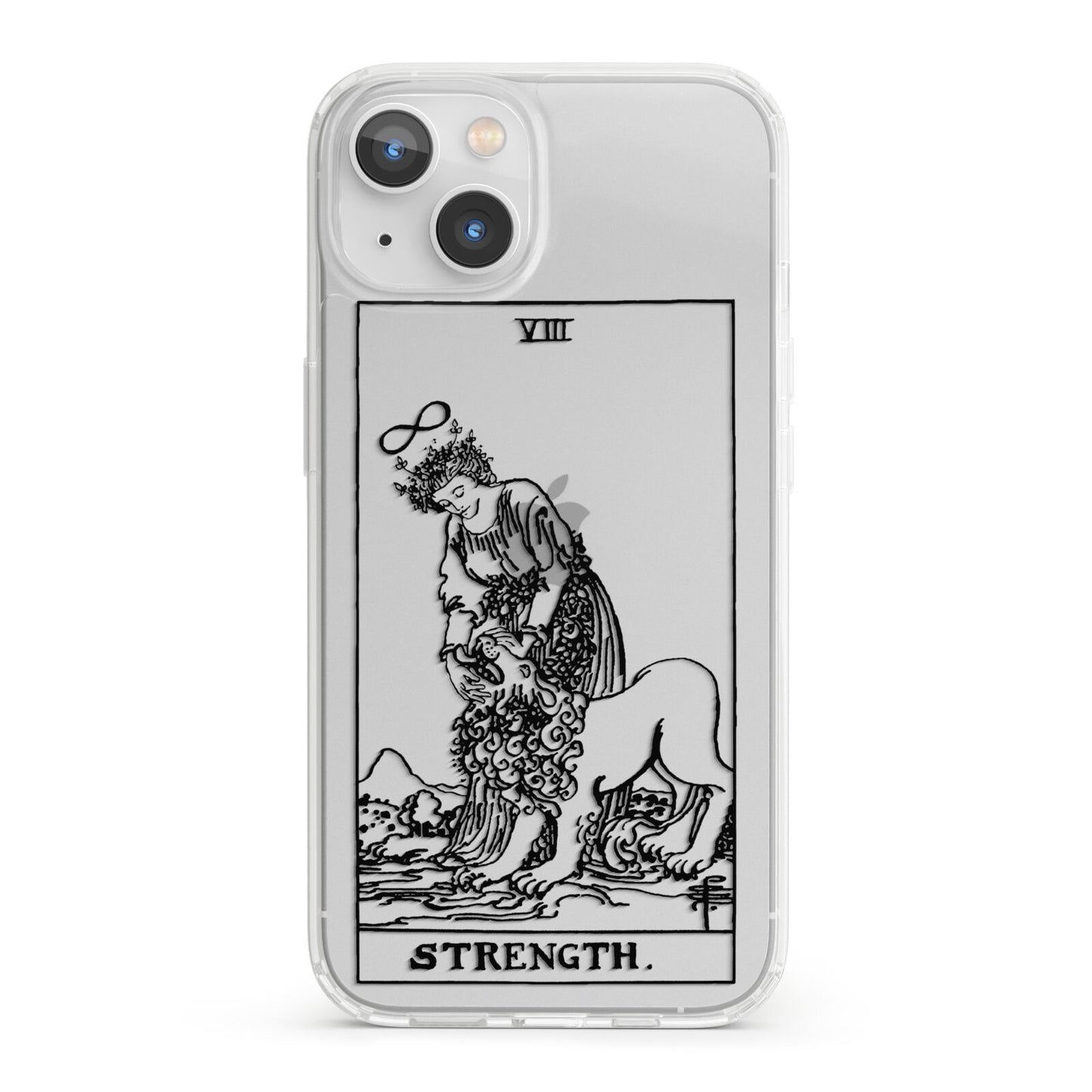 Strength Monochrome Tarot Card iPhone 13 Clear Bumper Case