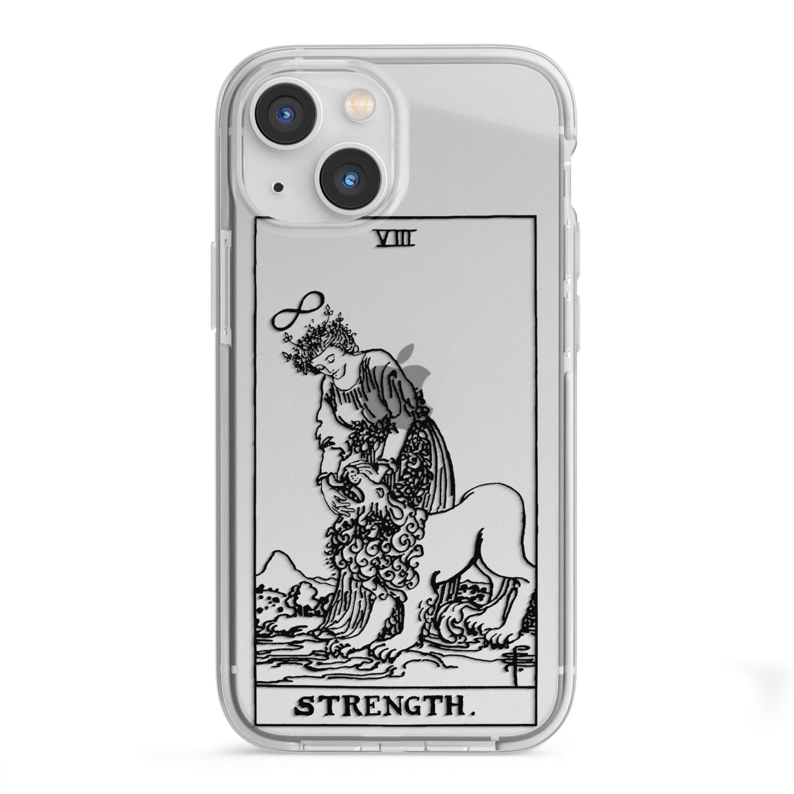 Strength Monochrome Tarot Card iPhone 13 Mini TPU Impact Case with White Edges